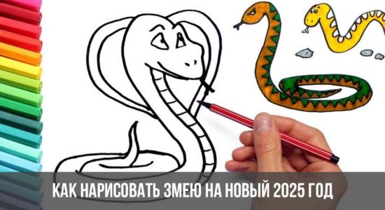 Как нарисовать Змею на Новый 2025 год
