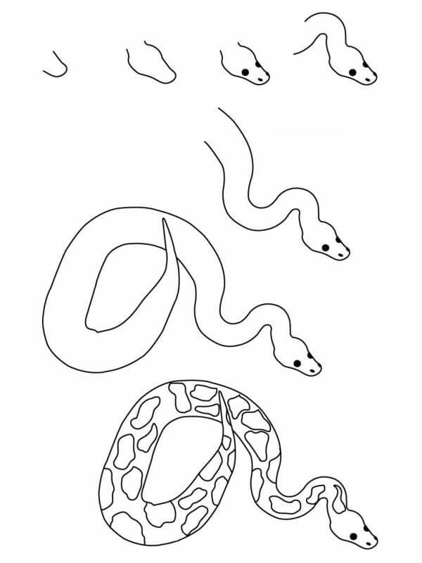 Набросок змеи карандашом