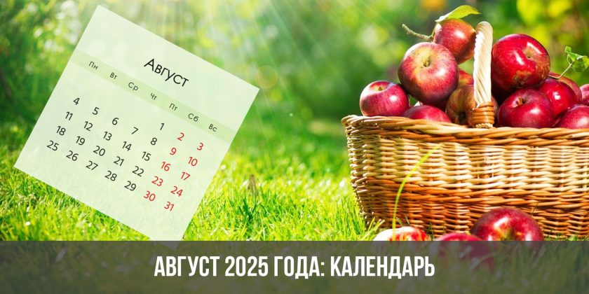 Август 2025 года: календарь