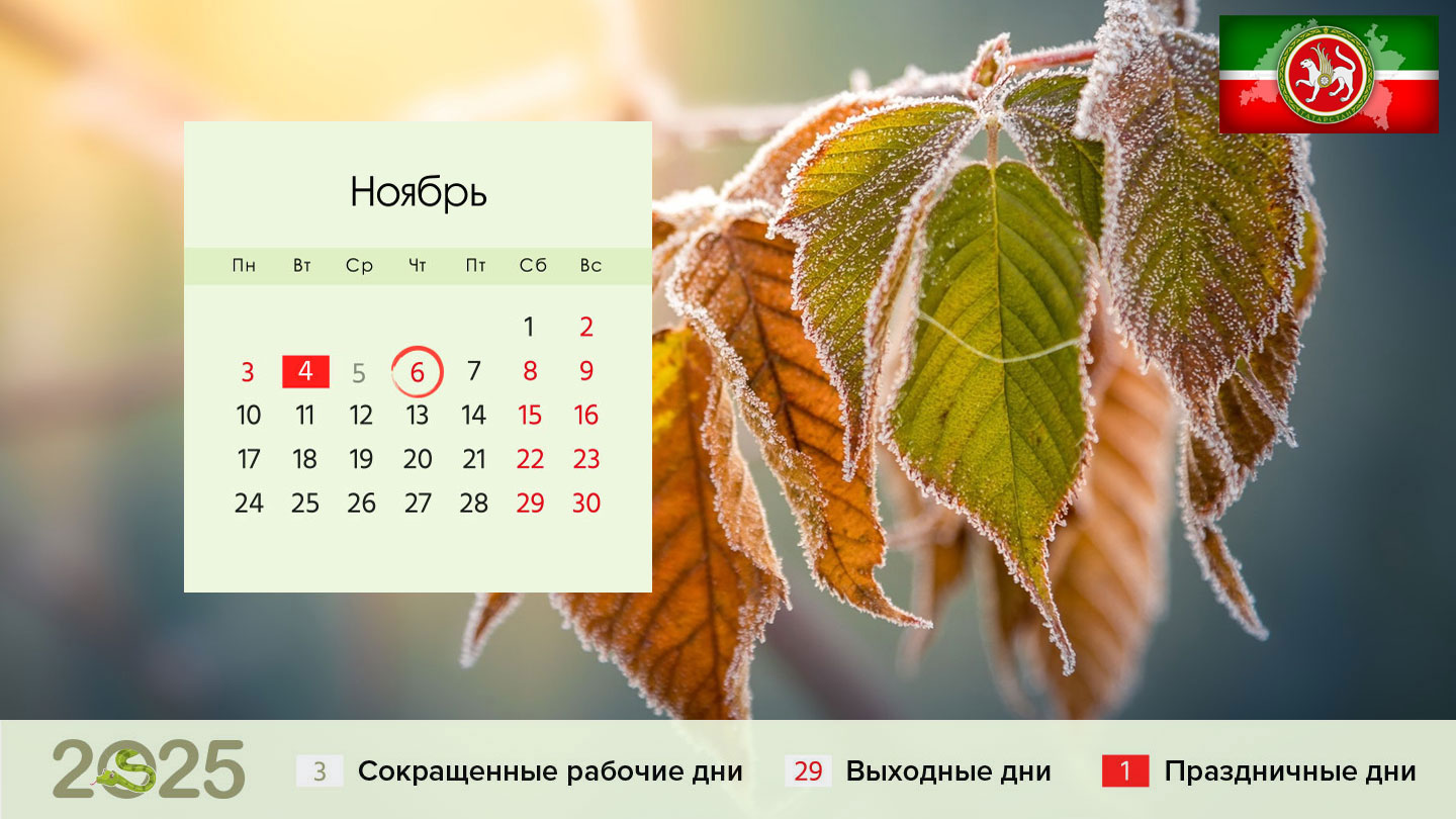 календарь ноября 2025 года для Татарстана