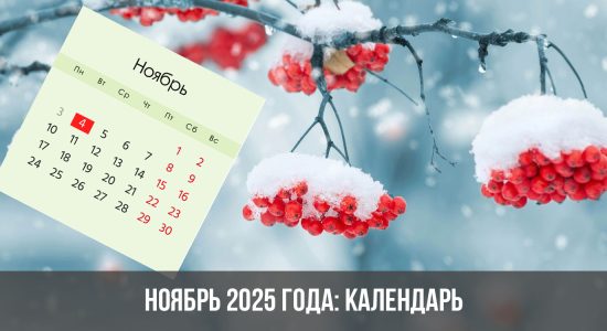 Ноябрь 2025 года: календарь