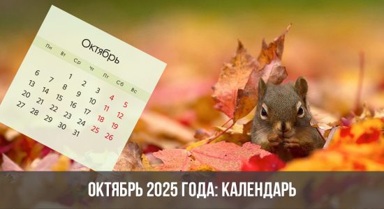 Октябрь 2025 года: календарь