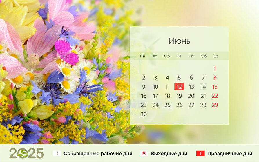 Календарь на июнь 2025 года для шестидневки