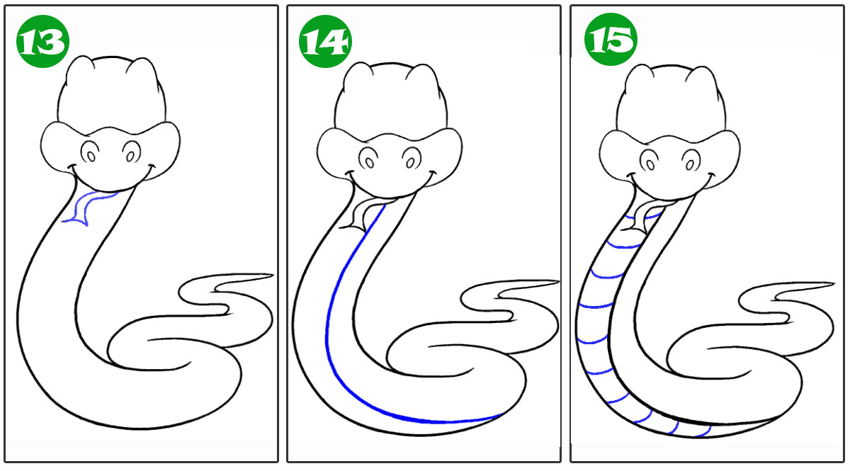 Рисуем символ 2025 года Змею поэтапно - шаги 13-15
