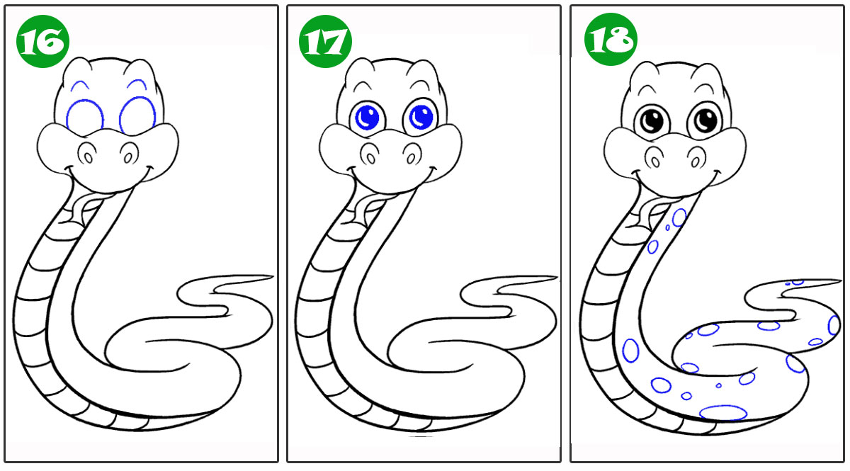 Рисуем символ 2025 года Змею поэтапно - шаги 16-18