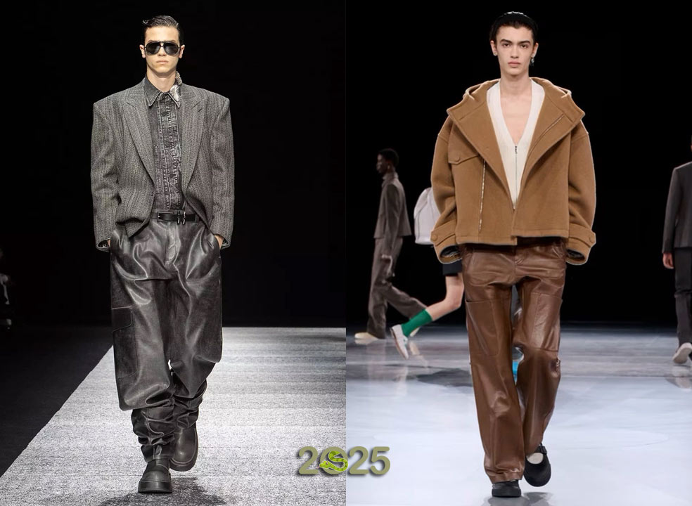 Мужские кожаные брюки осень-зима 2024-2025