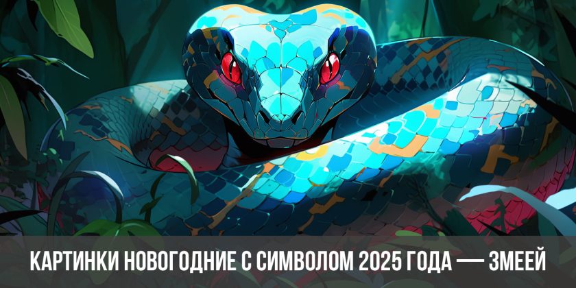 Картинки новогодние с символом 2025 года — Змеей