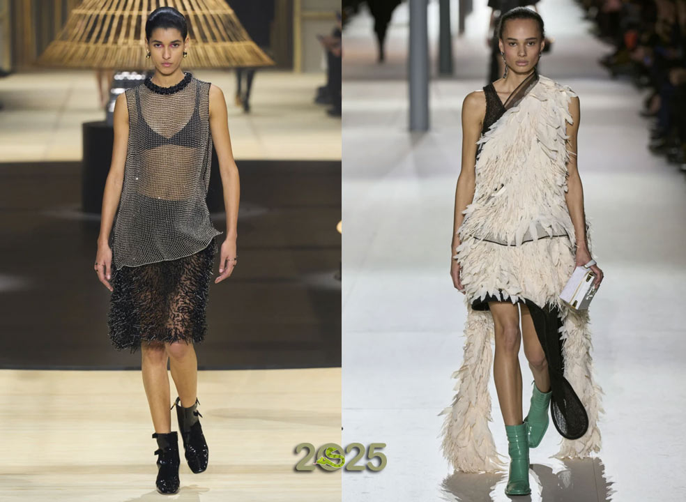 Модные юбки 2025 года с перьями